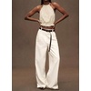 image:imageIDEALSANXUN Womens Crop Linen Halter Tops Summer High Neck Tank Tops Sleeveless ShirtsGingham Beige
