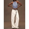 image:imageIDEALSANXUN Womens Crop Linen Halter Tops Summer High Neck Tank Tops Sleeveless ShirtsGingham Blue