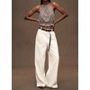 image:imageIDEALSANXUN Womens Crop Linen Halter Tops Summer High Neck Tank Tops Sleeveless ShirtsGingham Coffee