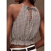 image:imageIDEALSANXUN Womens Crop Linen Halter Tops Summer High Neck Tank Tops Sleeveless ShirtsGingham Coffee