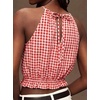image:imageIDEALSANXUN Womens Crop Linen Halter Tops Summer High Neck Tank Tops Sleeveless ShirtsGingham Watermelon