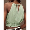 image:imageIDEALSANXUN Womens Crop Linen Halter Tops Summer High Neck Tank Tops Sleeveless ShirtsLight Green