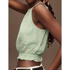 image:imageIDEALSANXUN Womens Crop Linen Halter Tops Summer High Neck Tank Tops Sleeveless ShirtsLight Green
