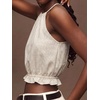 image:imageIDEALSANXUN Womens Crop Linen Halter Tops Summer High Neck Tank Tops Sleeveless ShirtsStriped Beige