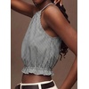 image:imageIDEALSANXUN Womens Crop Linen Halter Tops Summer High Neck Tank Tops Sleeveless ShirtsStriped Black