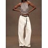 image:imageIDEALSANXUN Womens Crop Linen Halter Tops Summer High Neck Tank Tops Sleeveless ShirtsStriped Brown