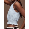 image:imageIDEALSANXUN Womens Crop Linen Halter Tops Summer High Neck Tank Tops Sleeveless ShirtsStriped Light Blue