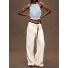 image:imageIDEALSANXUN Womens Crop Linen Halter Tops Summer High Neck Tank Tops Sleeveless ShirtsStriped Light Blue