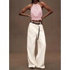 image:imageIDEALSANXUN Womens Crop Linen Halter Tops Summer High Neck Tank Tops Sleeveless ShirtsStriped Pink