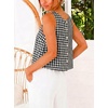 image:imageIDEALSANXUN Womens Gingham Crop Tank Tops 2026 Spring Summer Sleeveless Vest TopPatchwork Black
