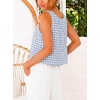 image:imageIDEALSANXUN Womens Gingham Crop Tank Tops 2026 Spring Summer Sleeveless Vest TopPatchwork Light Blue