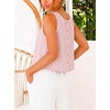 image:imageIDEALSANXUN Womens Gingham Crop Tank Tops 2026 Spring Summer Sleeveless Vest TopPatchwork Pink