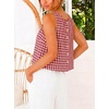 image:imageIDEALSANXUN Womens Gingham Crop Tank Tops 2026 Spring Summer Sleeveless Vest TopPatchwork Wine