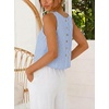 image:imageIDEALSANXUN Womens Gingham Crop Tank Tops 2026 Spring Summer Sleeveless Vest TopStriped Blue