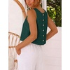 image:imageIDEALSANXUN Womens Linen Crop Tank Tops 2026 Spring Summer Beach Sleeveless TopsTeal