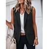 image:imageIDEALSANXUN Womens Vest Fashion Dressy Notch Lapel Sleeveless Blazer Suit Jackets Office Work ClothesStriped Black