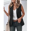 image:imageIDEALSANXUN Womens Vest Fashion Dressy Notch Lapel Sleeveless Blazer Suit Jackets Office Work ClothesStriped Black