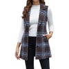 image:imageIDEALSANXUN Plaid Vest for Women Fall Winter Sleeveless Blazer JacketsBrown Blue