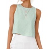 image:imageIDEALSANXUN Womens Gingham Crop Tank Tops 2026 Spring Summer Sleeveless Vest TopStriped Green