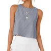 image:imageIDEALSANXUN Womens Gingham Crop Tank Tops 2026 Spring Summer Sleeveless Vest TopStriped Navy