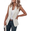 image:imageIDEALSANXUN Womens Vest Fashion Dressy Notch Lapel Sleeveless Blazer Suit Jackets Office Work ClothesStriped White