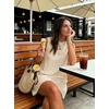 image:imageIDEALSANXUN Womens Gingham Dress Spring Summer Beach Boho Sleeveless Mini SundressBeige
