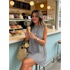 image:imageIDEALSANXUN Womens Gingham Dress Spring Summer Beach Boho Sleeveless Mini SundressStriped Black