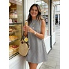 image:imageIDEALSANXUN Womens Gingham Dress Spring Summer Beach Boho Sleeveless Mini SundressStriped Black