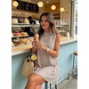 image:imageIDEALSANXUN Womens Gingham Dress Spring Summer Beach Boho Sleeveless Mini SundressStriped Brown