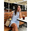 image:imageIDEALSANXUN Womens Gingham Dress Spring Summer Beach Boho Sleeveless Mini SundressStriped Light Blue