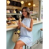 image:imageIDEALSANXUN Womens Gingham Dress Spring Summer Beach Boho Sleeveless Mini SundressStriped Light Blue