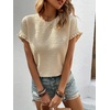 image:imageIDEALSANXUN Womens Ruffle Short Sleeve Tops Dressy Casual Summer Crew Neck Textured Shirts Tee BlouseBeige