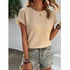 image:imageIDEALSANXUN Womens Ruffle Short Sleeve Tops Dressy Casual Summer Crew Neck Textured Shirts Tee BlouseBeige