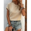 image:imageIDEALSANXUN Womens Ruffle Short Sleeve Tops Dressy Casual Summer Crew Neck Textured Shirts Tee BlouseBeige