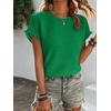 image:imageIDEALSANXUN Womens Ruffle Short Sleeve Tops Dressy Casual Summer Crew Neck Textured Shirts Tee BlouseGreen