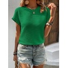 image:imageIDEALSANXUN Womens Ruffle Short Sleeve Tops Dressy Casual Summer Crew Neck Textured Shirts Tee BlouseGreen