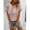 image:imageIDEALSANXUN Womens Ruffle Short Sleeve Tops Dressy Casual Summer Crew Neck Textured Shirts Tee BlousePink