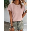 image:imageIDEALSANXUN Womens Ruffle Short Sleeve Tops Dressy Casual Summer Crew Neck Textured Shirts Tee BlousePink