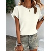 image:imageIDEALSANXUN Womens Ruffle Short Sleeve Tops Dressy Casual Summer Crew Neck Textured Shirts Tee BlouseWhite