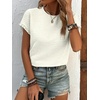 image:imageIDEALSANXUN Womens Ruffle Short Sleeve Tops Dressy Casual Summer Crew Neck Textured Shirts Tee BlouseWhite