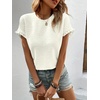 image:imageIDEALSANXUN Womens Ruffle Short Sleeve Tops Dressy Casual Summer Crew Neck Textured Shirts Tee BlouseWhite