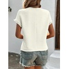 image:imageIDEALSANXUN Womens Ruffle Short Sleeve Tops Dressy Casual Summer Crew Neck Textured Shirts Tee BlouseWhite