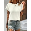 image:imageIDEALSANXUN Womens Ruffle Short Sleeve Tops Dressy Casual Summer Crew Neck Textured Shirts Tee BlouseWhite