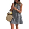image:imageIDEALSANXUN Womens Gingham Dress Spring Summer Beach Boho Sleeveless Mini SundressBlack