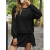 image:imageIDEALSANXUN Womens Skirt Sets Fall Winter Lounge Sweatshirt Matching 2 Piece Skort SetsBlack