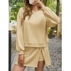 image:imageIDEALSANXUN Womens Skirt Sets Fall Winter Lounge Sweatshirt Matching 2 Piece Skort SetsKhaki