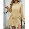 image:imageIDEALSANXUN Womens Skirt Sets Fall Winter Lounge Sweatshirt Matching 2 Piece Skort SetsKhaki