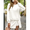 image:imageIDEALSANXUN Womens Skirt Sets Fall Winter Lounge Sweatshirt Matching 2 Piece Skort SetsWhite