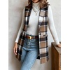 image:imageIDEALSANXUN Womens Wool Vest Fall Winter Long Sleeveless Blazer Jackets CardiganPlaid Brown New