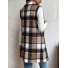 image:imageIDEALSANXUN Womens Wool Vest Fall Winter Long Sleeveless Blazer Jackets CardiganPlaid Brown New